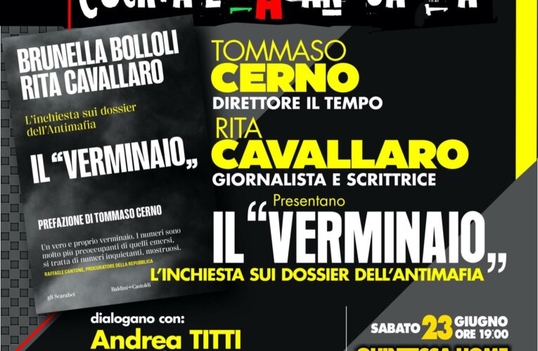Castel Gandolfo, Tommaso Cerno presenta “Il Verminaio, l’inchiesta sui dossier dell’antimafia”