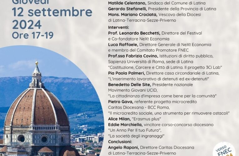 Latina, il 12 settembre in Comune l’evento pre-Festival Nazionale dell’Economia Civile